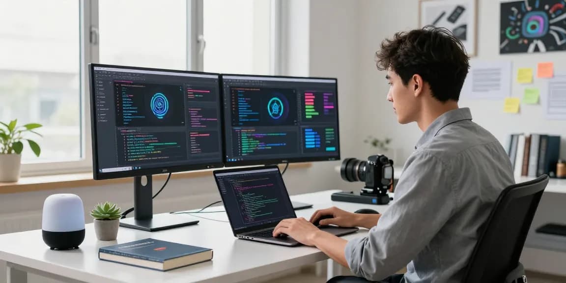 Developer showcasing juicy ai capabilities in a modern workspace