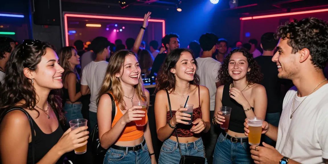 在Club21ids的活力夜生活场景中，一群年轻人欢聚一堂，展现多彩的夜店氛围。