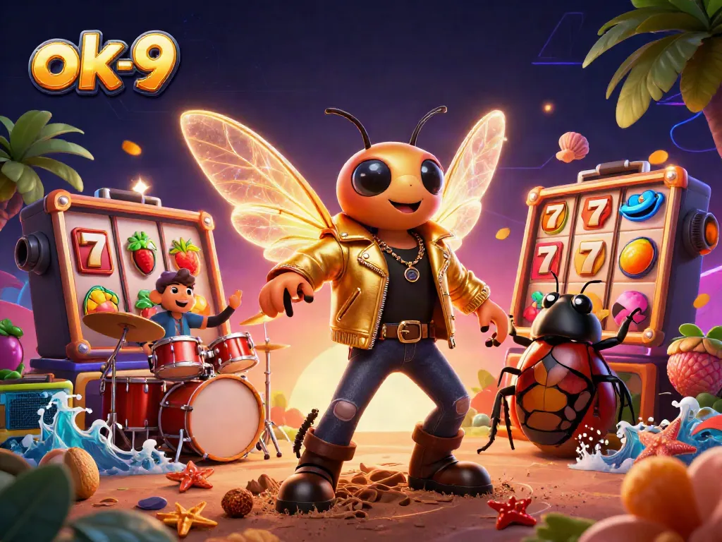 Experience thrilling jackpots with ok-9's vibrant casino scene featuring lively characters and dynamic game elements.