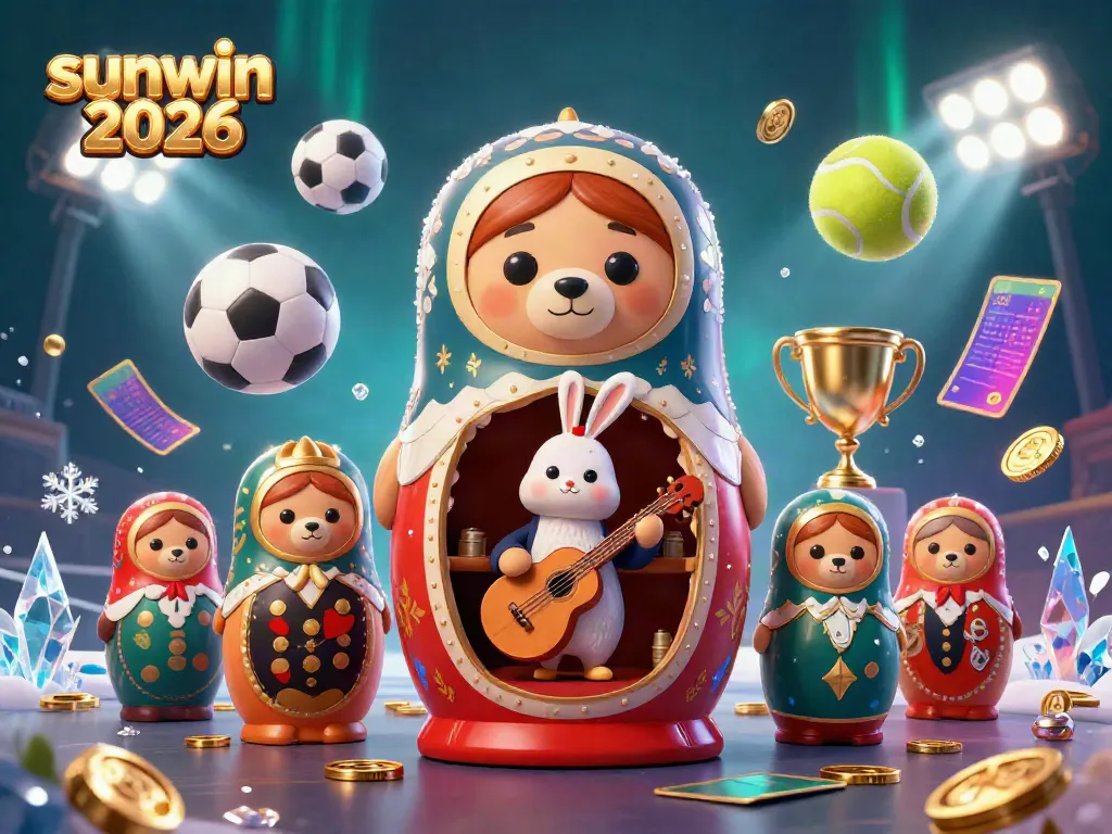 Experience the excitement of sunwin 2026 in a vibrant 3D casino scene with dynamic sports elements.