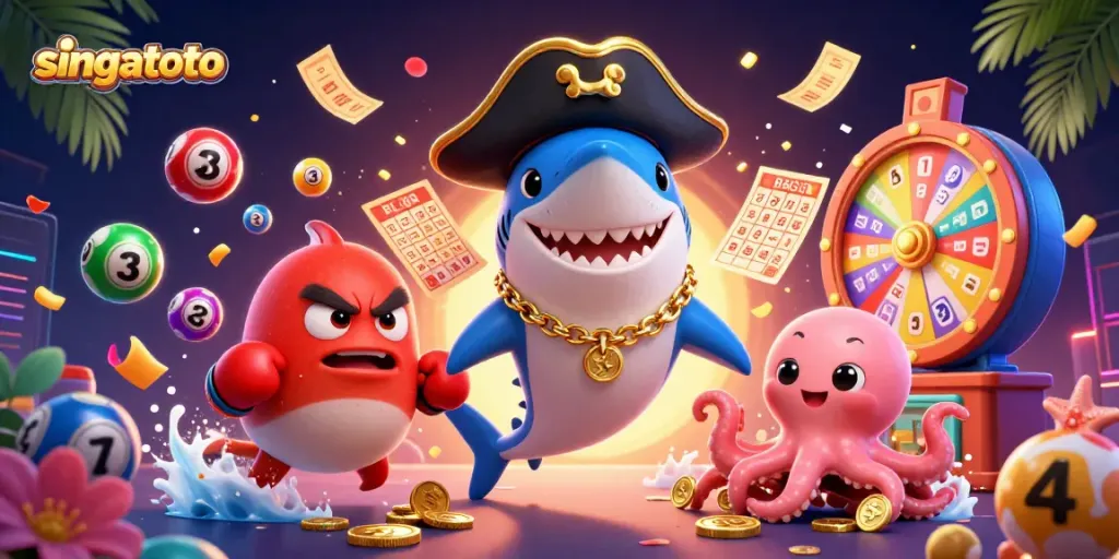 Experience thrilling gaming adventures with singatoto's vibrant casino illustration featuring dynamic characters and action elements.