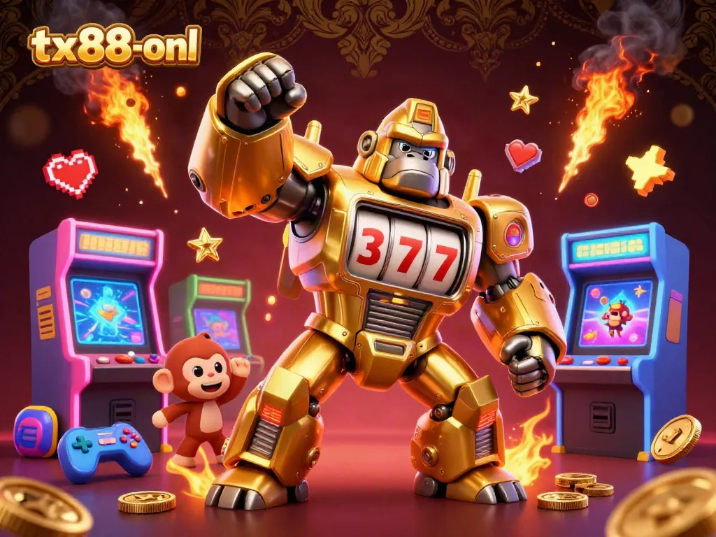 Experience thrills at tx88-onl with a vibrant casino-themed 3D illustration showcasing dynamic gaming elements.