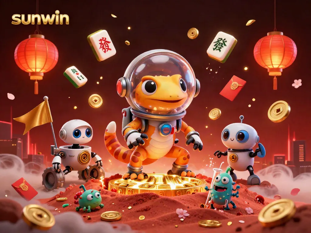 Experience the excitement of sunwin as a Martian gecko discovers a buried golden casino with lucky symbols.