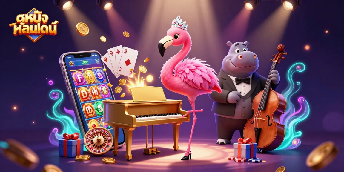Spin vibrant slot games and enjoy ดูหนังออนไลน์ at our dynamic casino scene featuring engaging characters.