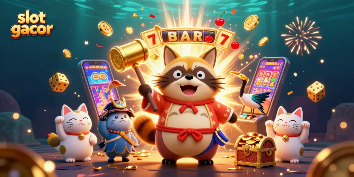 Experience thrilling gameplay with slot gacor as cheerful characters celebrate wins in a vibrant casino world.