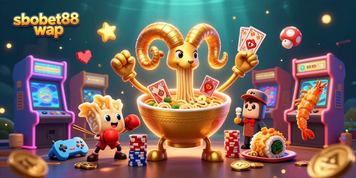 Engage with sbobet88 wap through colorful 3D casino elements featuring characters in an energetic scene.