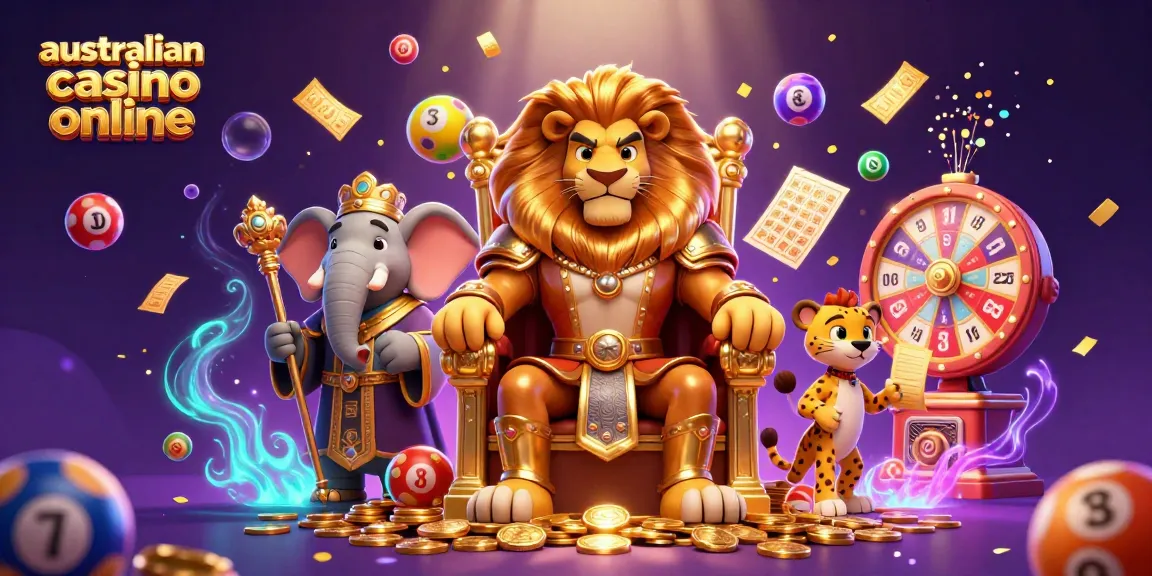 Experience excitement at australian casino online with vibrant games and lavish characters in a 3D scene.
