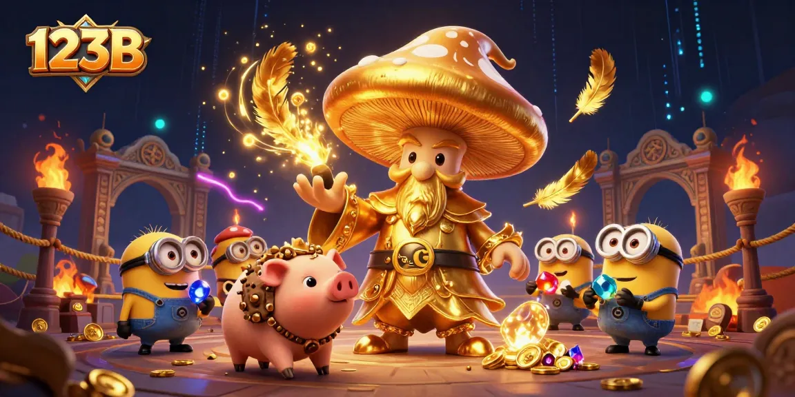 Experience the magic of winning with 123B in a vibrant, action-packed casino scene.