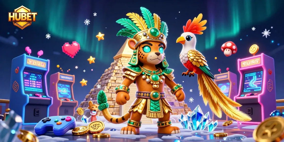 Experience the excitement of HUBET with vibrant arcade games and characters in an engaging casino scene.