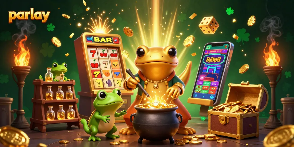 Engage in the thrilling world of parlay betting with colorful casino elements and dynamic characters.
