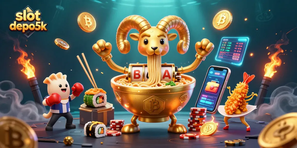 Engage in slot depo 5k action with a lively 3D casino scene featuring unique characters and vibrant elements.