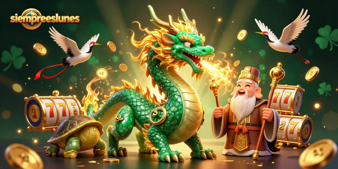 Experience the excitement at siempreeslunes with a vibrant casino scene featuring a dragon and lotto elements.