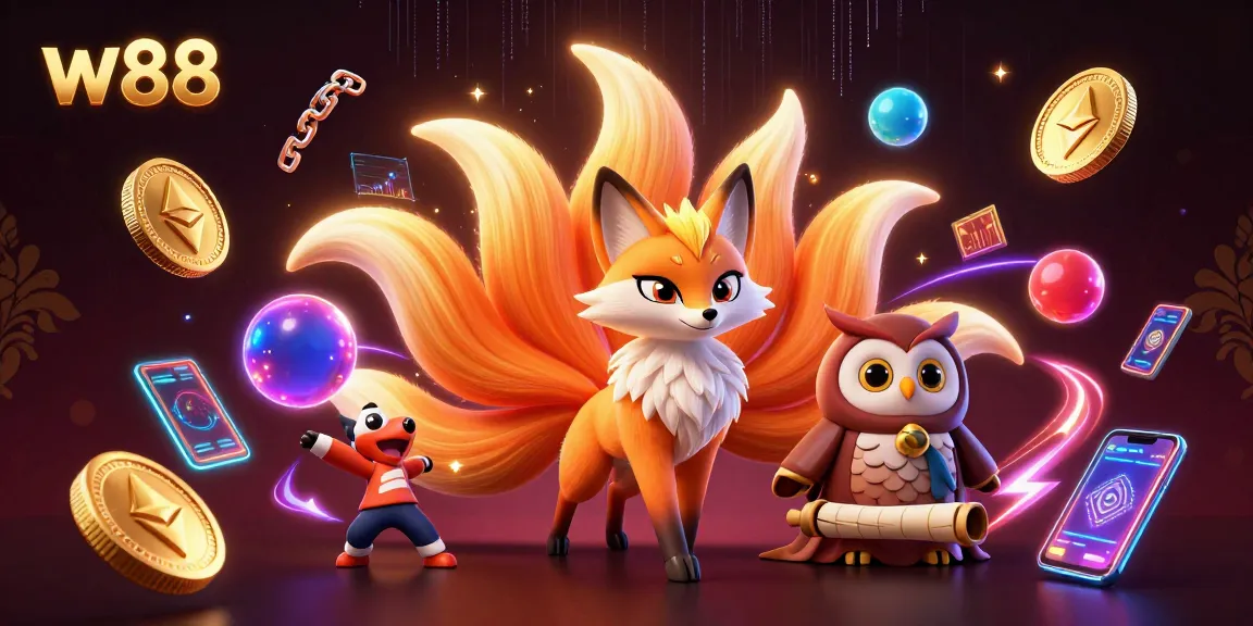 W88 players engage in thrilling casino experiences with vibrant visual elements and energy.