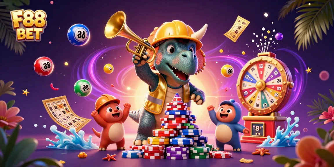 Celebrate wins with F88 BET while enjoying vibrant casino-themed 3D illustration art