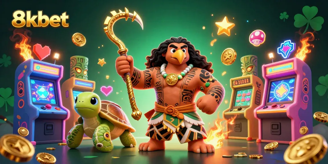 Experience the thrill of 8xbet with a dazzling 3D casino scene featuring mythical characters and vibrant gaming elements.